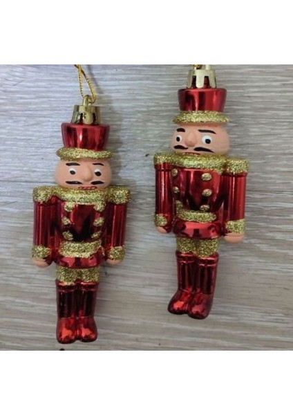 Yılbaşı Süsü Kurşun Asker 15 cm Kırmızı 2'li Set