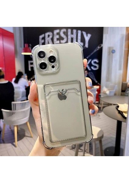 Apple iPhone 11 Pro Max Kılıf Kartlıklı Anti Şok Korumalı Şeffaf Silikon