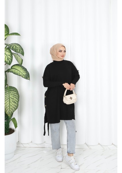 Düğme Detaylı Merserize Tunik fiyatları