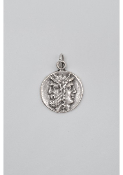 İki Yüzlü Janus Kolye Ucu - Antik Gümüş Kaplama - Kadın Erkek