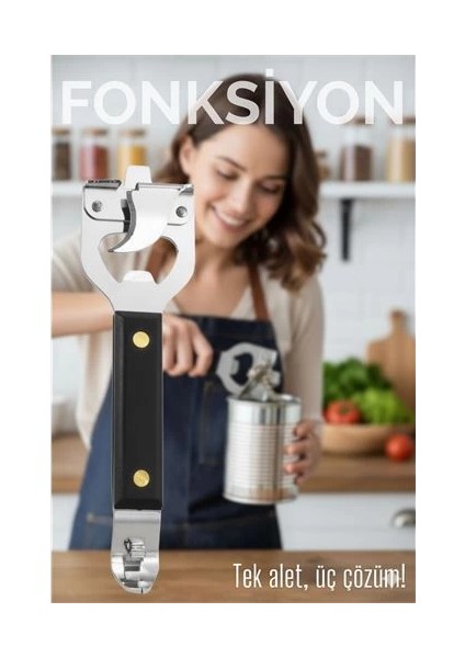 Bfs 3’ü 1 Arada Konserve Açacağı – Şişe Açacağı ve Kapak Kaldıracı Paslanmaz Çelik