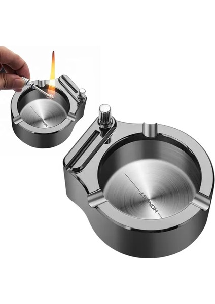 Metal Çakmaklı Küllük Zippo Yakıt Ile Çalışır