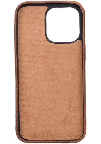 Apple iPhone 13 Pro Uyumlu Deri Arka Kapak Rock G2 Kahverengi modelleri