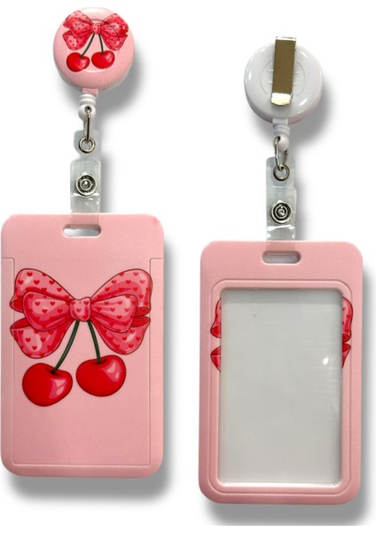Yaka Kartlığı, Anahtarlık, Yoyolu Kartlık Koruyucu, Çekmeli Kart Tutucu, Kartlık Büyük Fiyonk Cherry