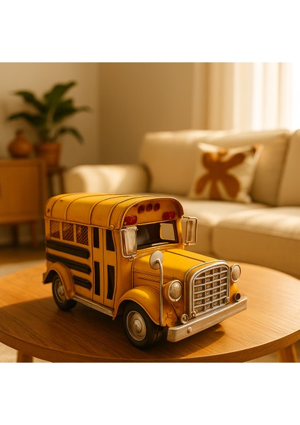Dekoratif Metal Araba Sarı Otobüs modelleri