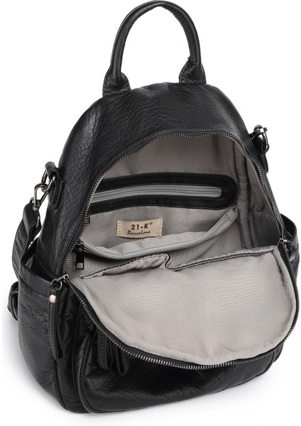 Barcelona Orta Boy Çok Cepli Omuz Askılı Spor ve Günlük Kadın Sırt Çantası Siyah fırsatları