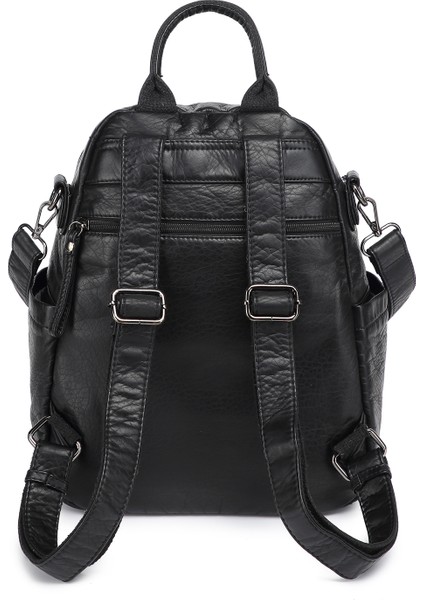 Barcelona Orta Boy Çok Cepli Omuz Askılı Spor ve Günlük Kadın Sırt Çantası Siyah indirimleri