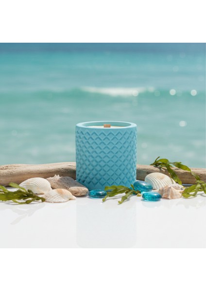 Okyanus Kokulu, Hediyelik Bohem Dekoratif Beton El Yapımı Vegan Soya Wax Mum (250 Gr) 🌊