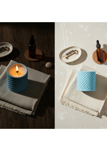 Okyanus Kokulu, Hediyelik Bohem Dekoratif Beton El Yapımı Vegan Soya Wax Mum (250 Gr) 🌊 modelleri