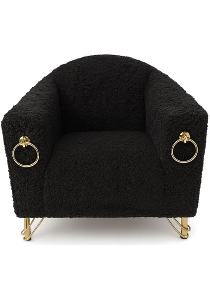 Premium Siyah Peluş Çocuk Koltuğu – Gold Detaylı Tutma Halkalı Model