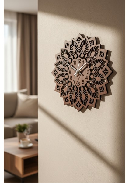 Ahşap Duvar Saati Dekoratif Mandala Tasarım Modern Salon Saati fırsatları