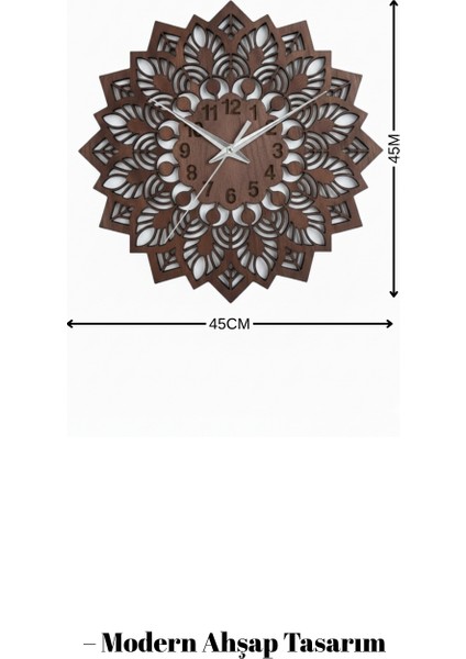 Ahşap Duvar Saati Dekoratif Mandala Tasarım Modern Salon Saati