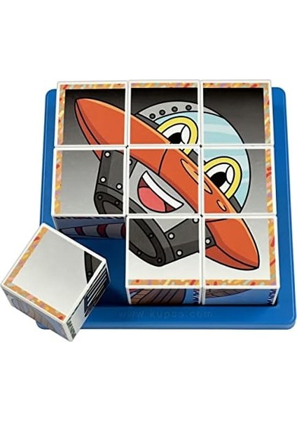 Neşeli Taşıtlar Puzzle - (9 Küp 6 Yapboz) - Gemi//tren/roket/ufo/balon fiyatları