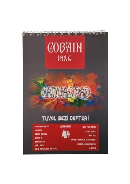 Bordo Sanat Taha Demir 1986 Canvas Pad Tuval Bezi Defteri Akrilik, Yağlıboya, Guaj Defteri (A4)