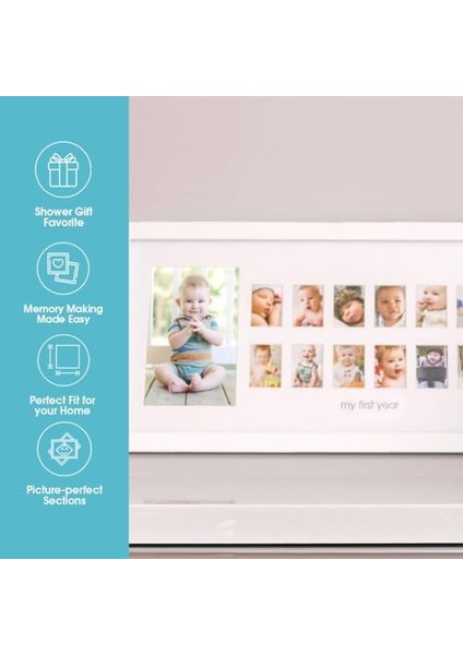 81013 Time Frame Deluxe, Ilk 12 Ay Için Resim Çerçevesi, Beyaz