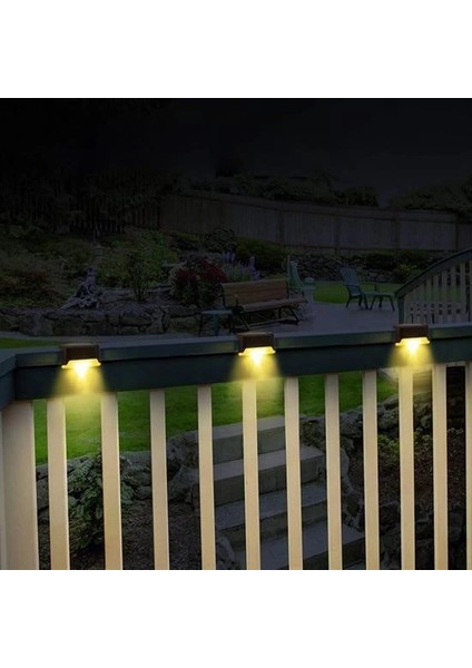 Solar Güneş Enerjili Şarj Edilen Köşebent Merdiven Veranda Bahçe Yolu LED Lamba Işık 4 Adet ( Lisinya )
