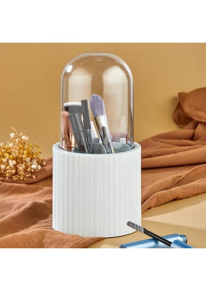 7 Bölmeli Mika Kapaklı Beyaz Diş Fırçalık Organizeri