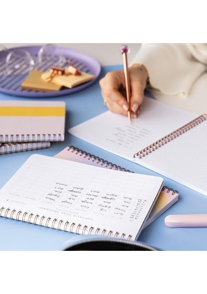 A5 Spiralli Karton Kapak Kareli Okul Defteri 80 Yaprak 4&apos;lü Set - Ders Programlı - Renkli