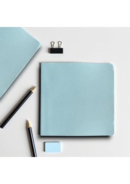Defter, Noktalı Not Defteri – Pu Deri Not Defteri – 16,5X16,5 Cm, 96 Yaprak (192 Sayfa), 90 gr Ivory Kağıt, Esnek Kapak, Ofis ve Kırtasiye (Buz Mavi)