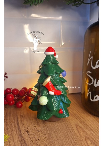 Yeşil Yılbaşı Çam Ağacı ve Süsler, 13X8 Cm, Hediye Seçeneği