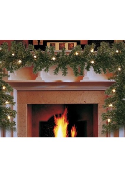 Işıklı 160CM Yeşil Yılbaşı Çam Ağacı, Garland ve Pirinç LED Işık Dekoru