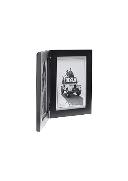 Çift Dikey 5x7 Resim Çerçevesi - Geniş Gerçek Ahşap Kalıp, Gerçek Cam - Siyah modelleri