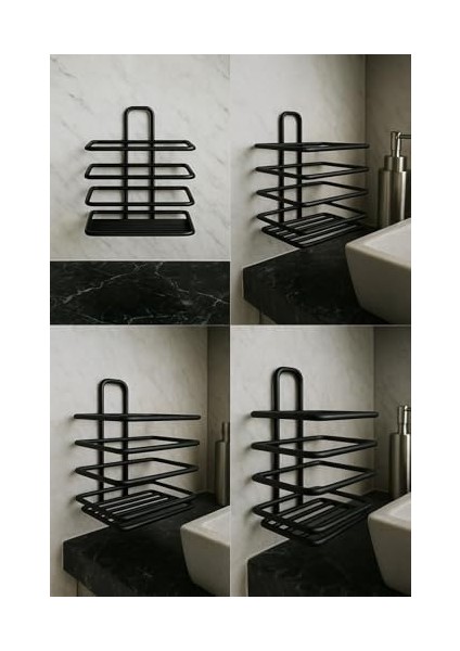 Paslanmaz Çelik Mat Siyah Yapışkanlı Diş Fırçalık - Duvar Tipi, Çok Amaçlı Organizer Siyah modelleri