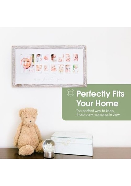 My First Fotoğraf Anları Bebek Hatıra Resim Çerçevesi, Bebeğin Ilk Yıl Fotoğraf Çerçevesi, Günü Aksesuarı, Cinsiyetsiz Bebek Kilometre Taşı Kreş Dekoru, Rustik fiyatları
