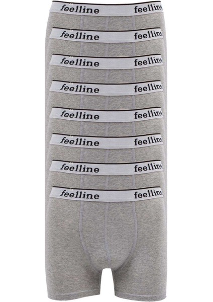 8 Adet Feelline Gri Pamuklu Doğal Likralı Erkek Boxer