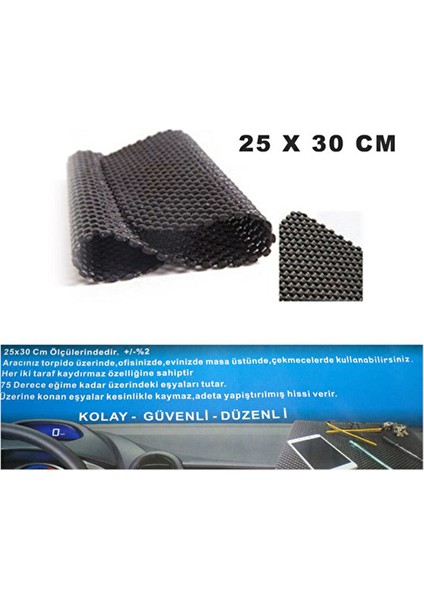 Kaydırmaz Ped Torpido Üstü 25X30CM Siyah (4 Adet)