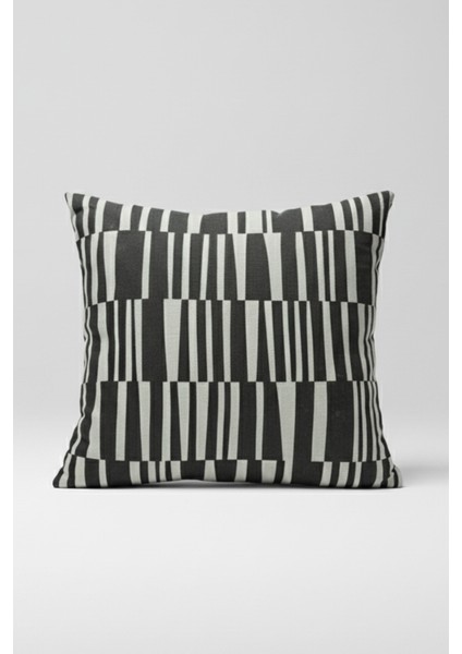 Ritmik Çizgiler – Gri Soyut Desenli Kırlent Kılıfı 45X45 cm