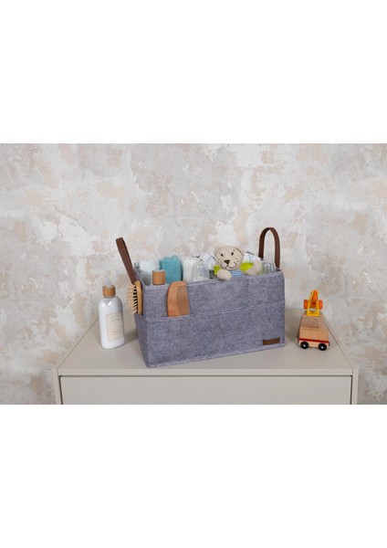 3 Gözlü Deri Şeritli Çok Amaçlı Düzenleyici Organizer Kutu Keçe Sepet 03860 indirimleri