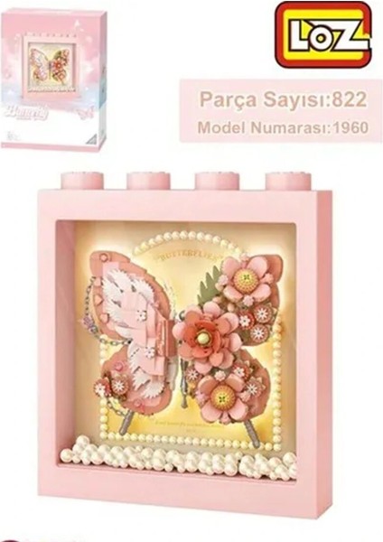 LZ-1960 Loz Pembe Kelebek Çerçeve 822 Parça Block Oyuncak