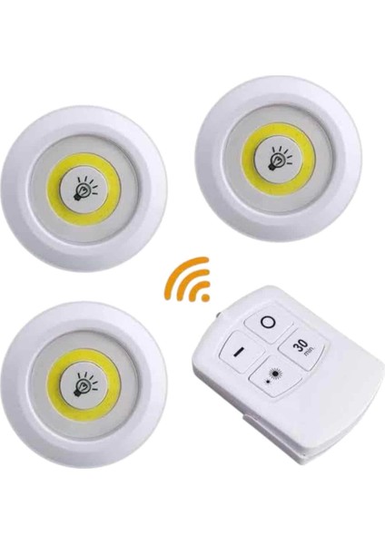 Bfs LED Lamba 3'lü Uzaktan Kumandalı Yapışkanlı