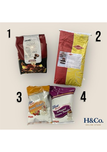 Pastacılık Seti : Sütlü Pul Çikolata - Red Velvet - Toz Şanti - Toz Krema