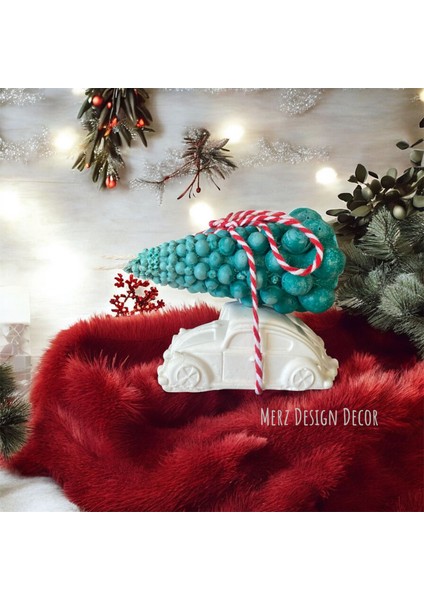 Mini Araba Üzeri %100 Doğal Soya Wax Vegan Yılbaşı Çam Ağacı 2 Li Mum