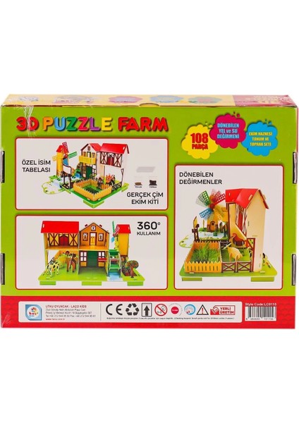 LC0115 3D Boyutlu Çiftlik Puzzle -Laçokids fiyatları