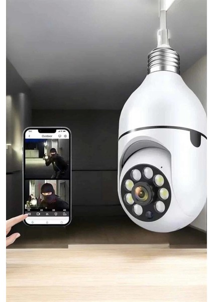 Wifi Kamera Duylu Ampul Görünümlü 360 Derece Dönebilen Ev Kamerası fırsatları