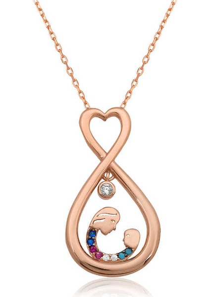 925 Ayar Gümüş Sonsuz Kalpli Anne Çocuk Kolyesi PT26109177 (972972)