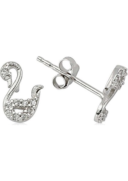 925 Ayar Gümüş Kuğu Çivili Küpe EA1540004 (972972)