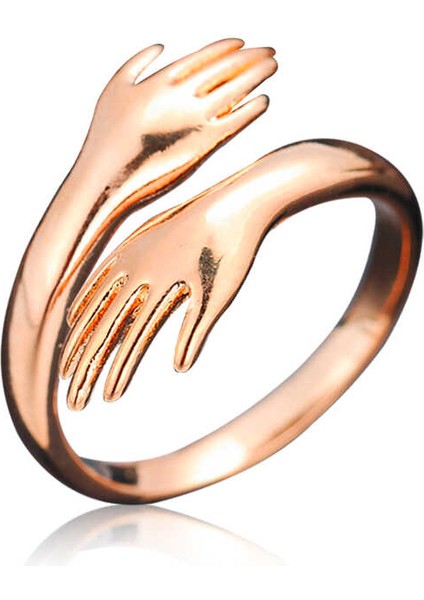 925 Ayar Gümüş Rose Sarılan Eller Yüzük T5108 (972972)