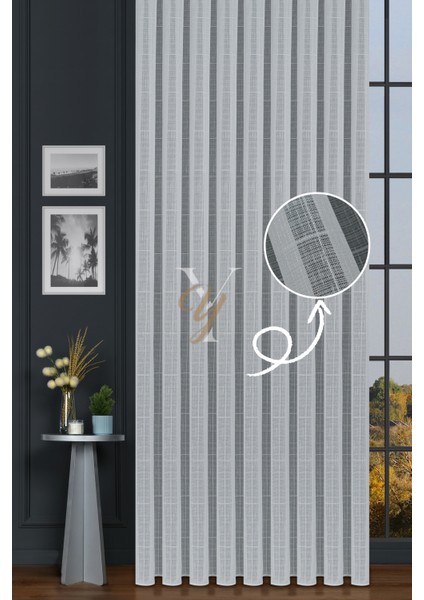 5504 Tül Perde V-02 Gümüş