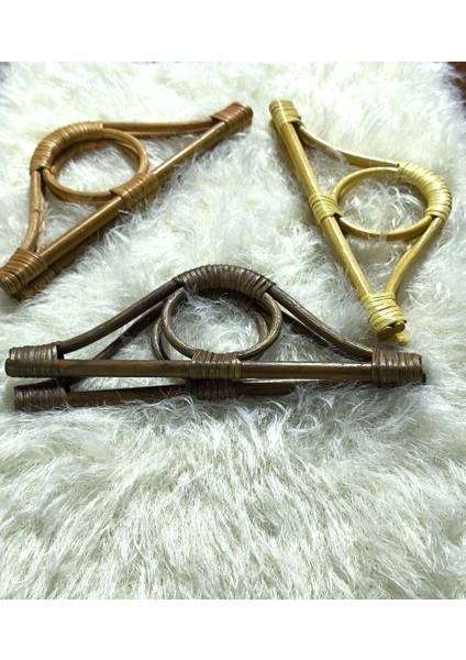 🌿3 Çift Doğal Bambu & Hasır Çanta Kulpları - Dıy Projeleriniz Için Benzersiz Dokunuş!