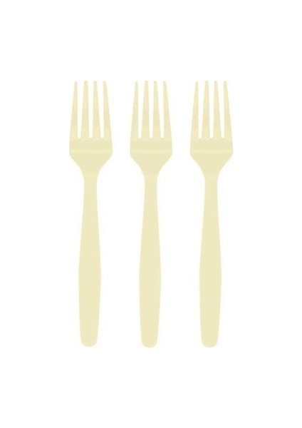 25 Adet Plastik Çatal Krem