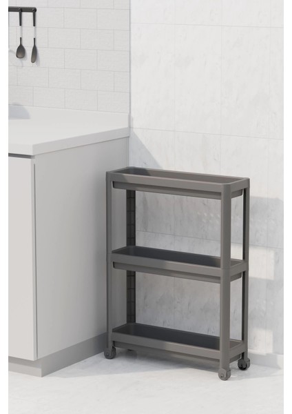 Tekerlekli 3 Katlı Çok Amaçlı Raf Ünitesi - Banyo Mutfak Düzenleyici Organizer Raf indirimleri