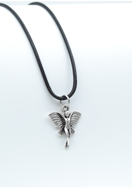 Peri Kızı Gümüş Kaplama Deri İp Kolye