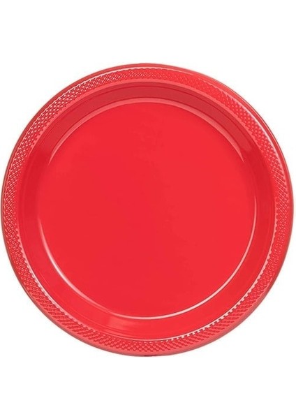25 Adet Plastik Tabak Kırmızı
