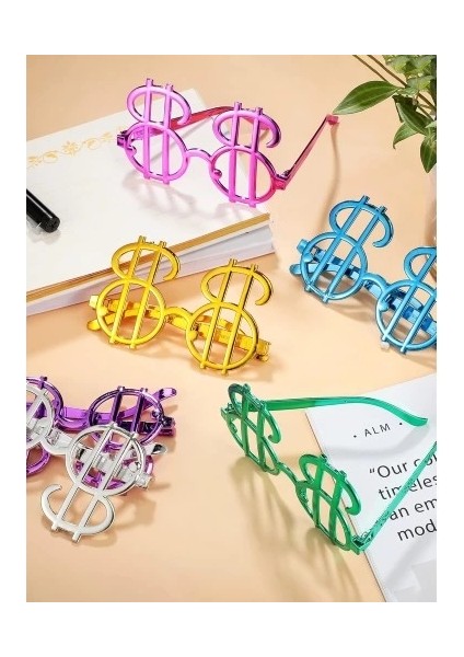 Dolar Şekilli Metalize Parti Gözlüğü 6 Adet modelleri