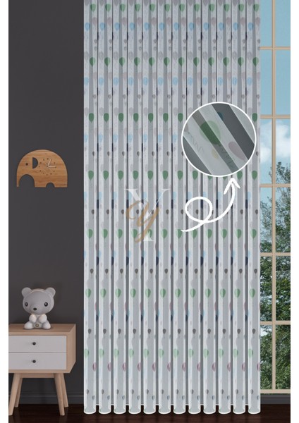 Baskılı Kurşunlu Grek Tül Perde Çocuk Balon