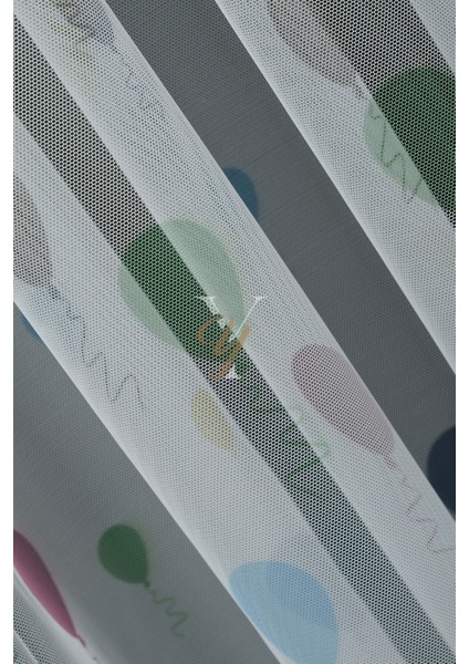 Baskılı Kurşunlu Grek Tül Perde Çocuk Balon modelleri